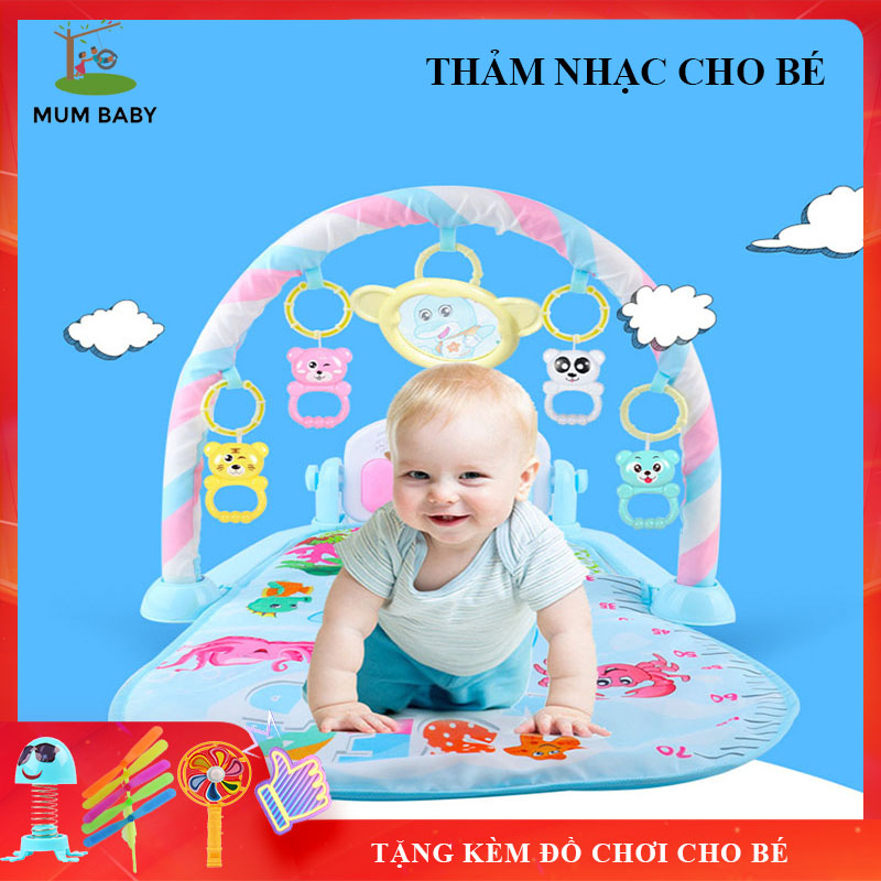 [Tặng Quà Cho Bé] Thảm Nhạc Cho Bé, Thảm Nằm Chơi Cao Cấp Có Nhạc Thước Đo Có Đồ Chơi Gương Soi Dành Cho Bé