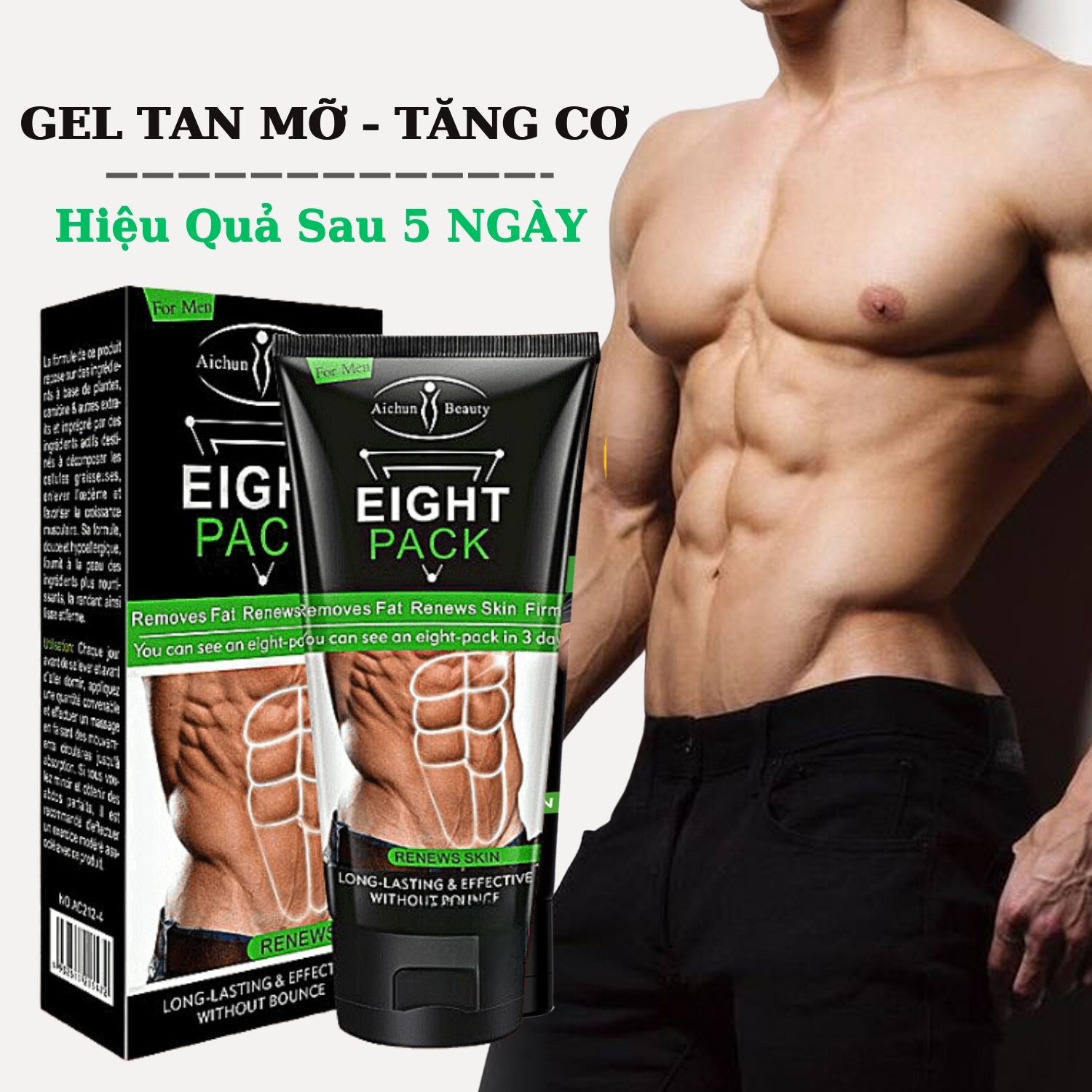 Kem tan mỡ bụng eight pack aichun beauty 80g gel tan mỡ tăng cơ toàn thân hiệu quả sau 5 ngày sử dụng