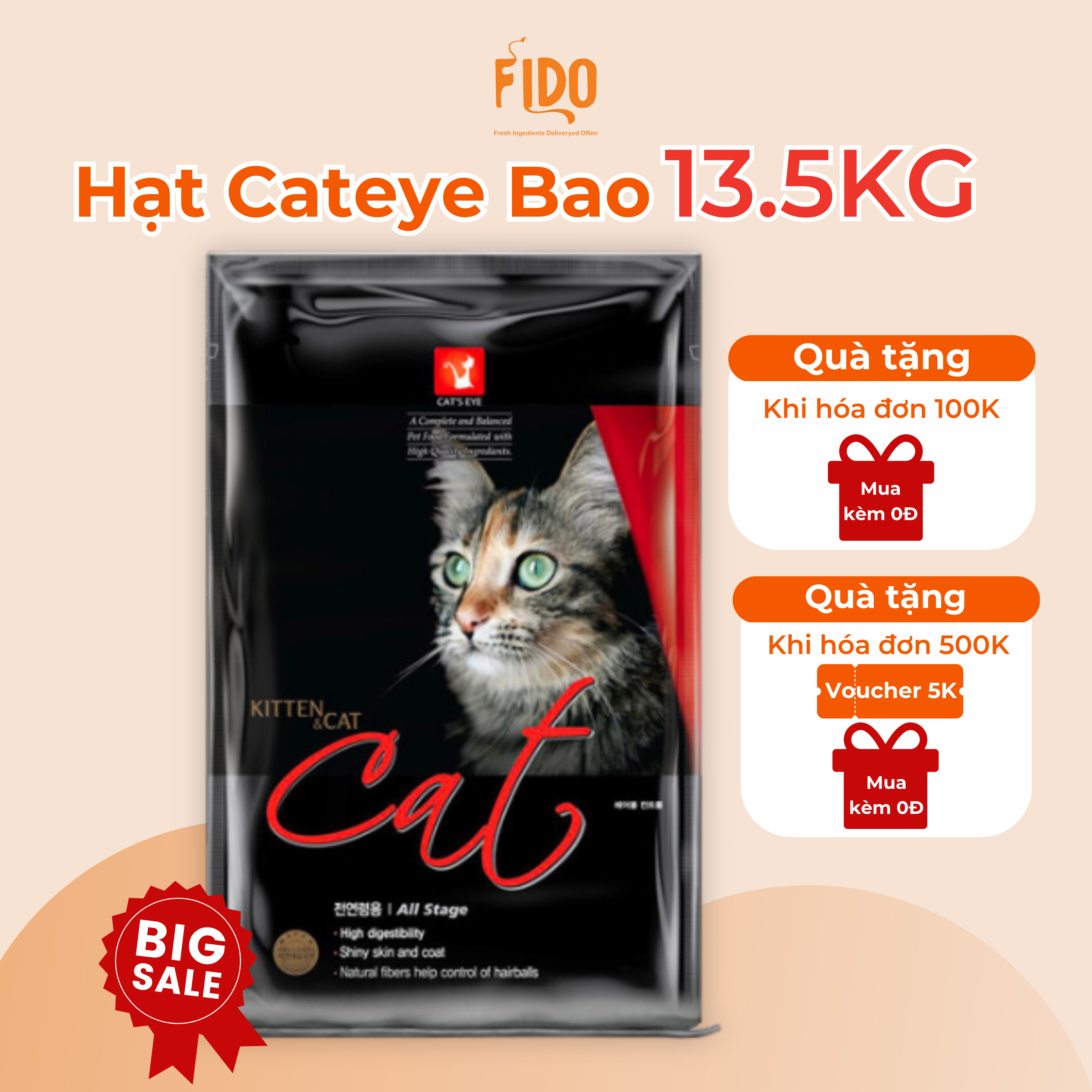 Thức Ăn Mèo Hạt CATEYE túi zip 1kg cân bằng dinh dưỡng