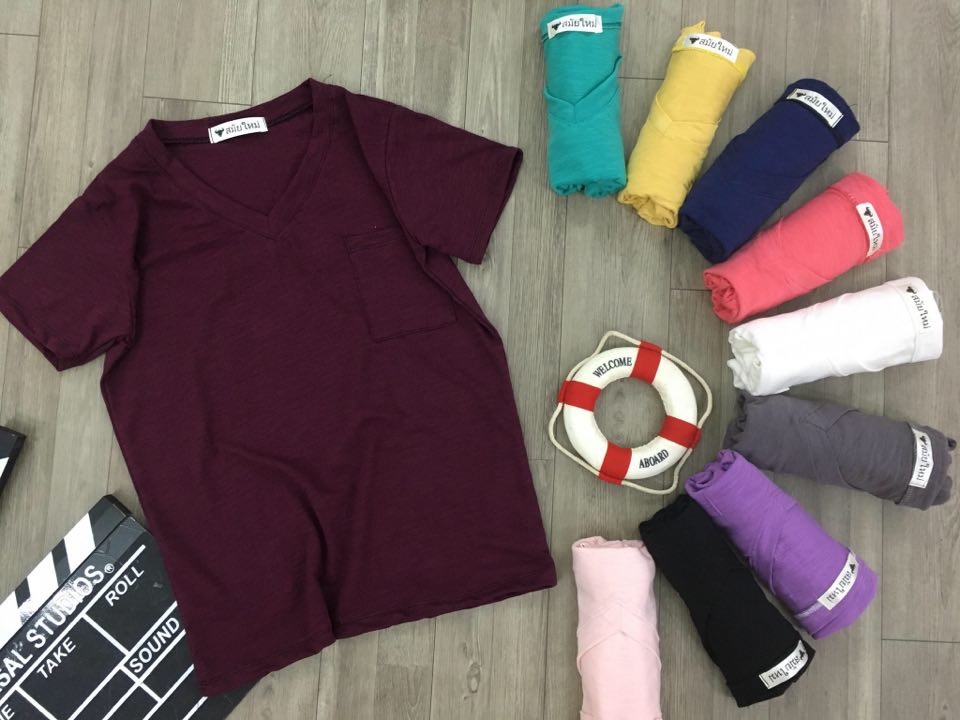 [HCM][ ảnh thật] Áo thun THÁI phối túi vải cotton mịn mát sang chảnh thời trang dễ phối trang phục 40-58kg