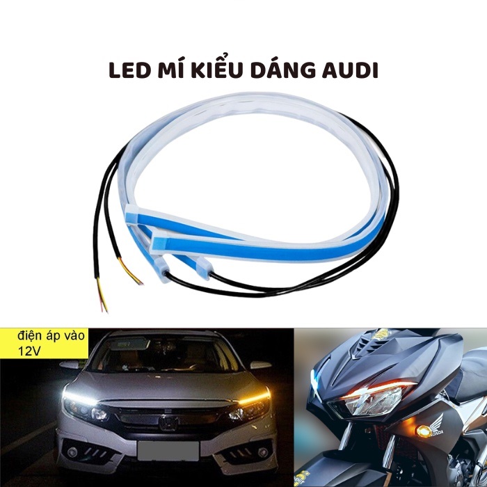 Bộ 2 Dây led mí audi lắp trang trí xe máy ô tô hiệu ứng chạy đuổi cực đẹp loại tốt chống nước