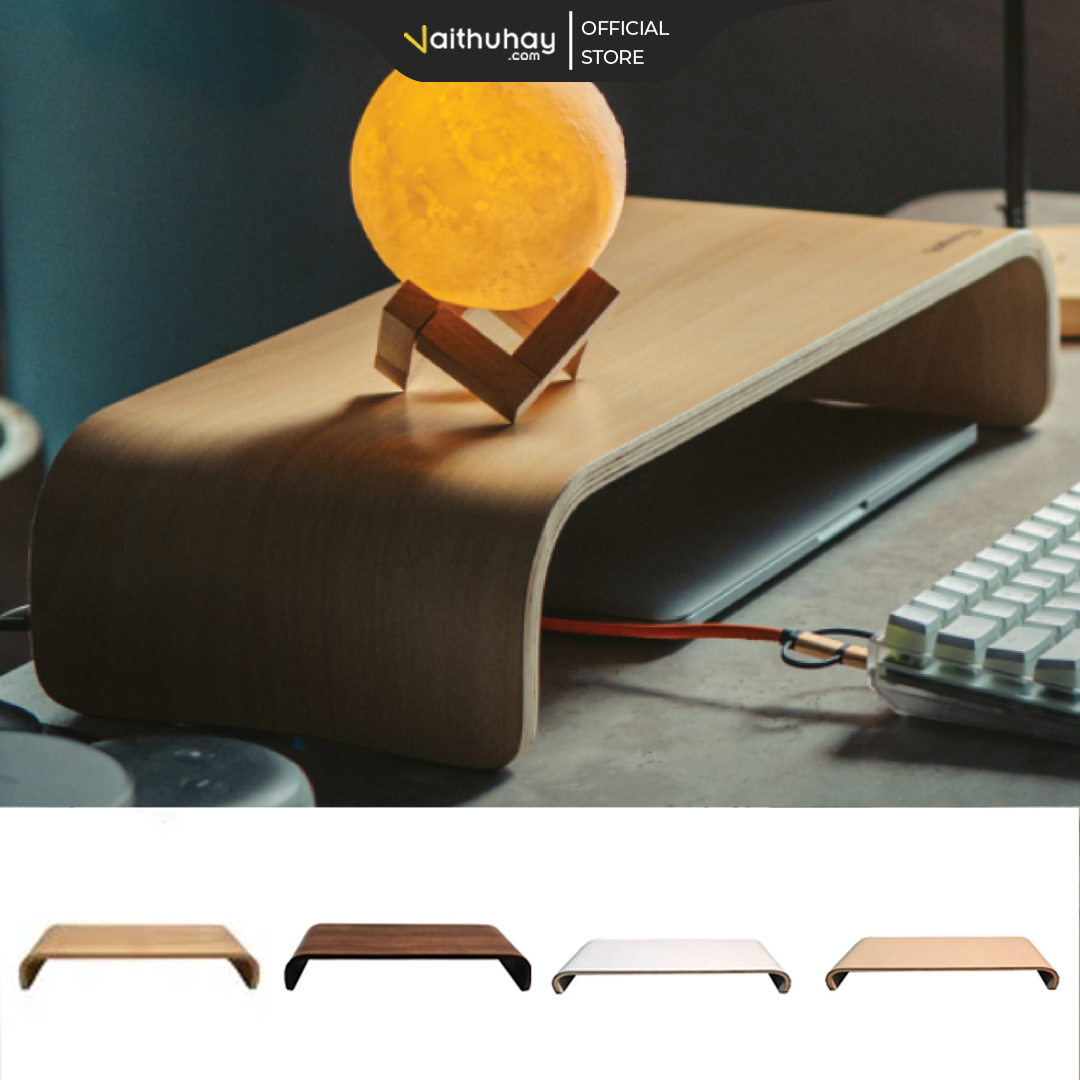 Kệ Nâng Màn Hình Máy Tính Monitor Stand Chất Gỗ Plywood Uốn Cong 49cm - Vaithuhay