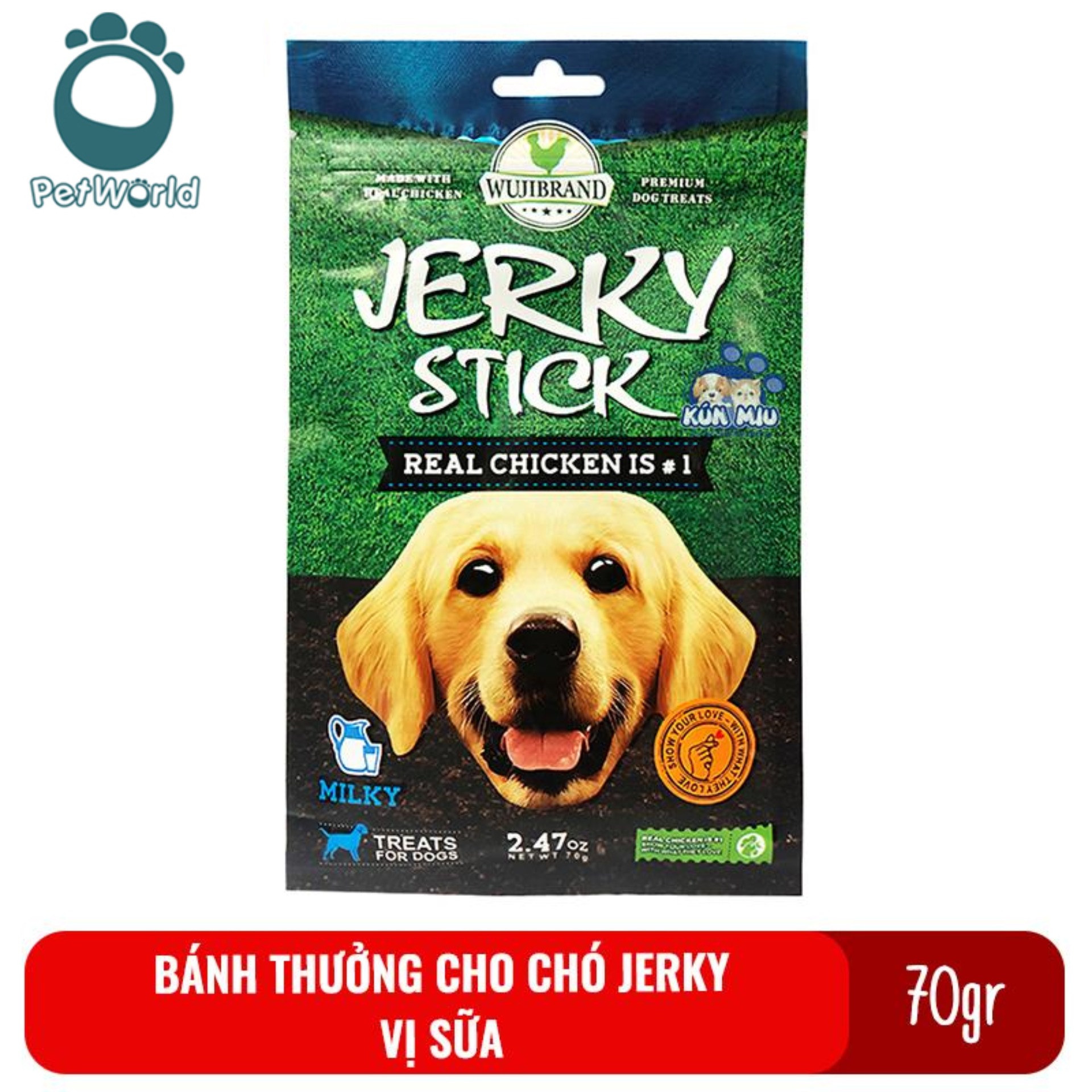Bánh thưởng cho chó Jerky 70gr - Vị sữa