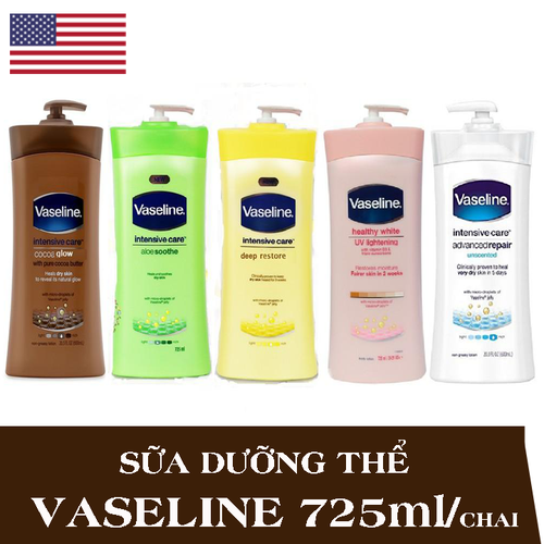 Sữa dưỡng thể trắng da toàn thân Vaseline Mỹ - 725ml