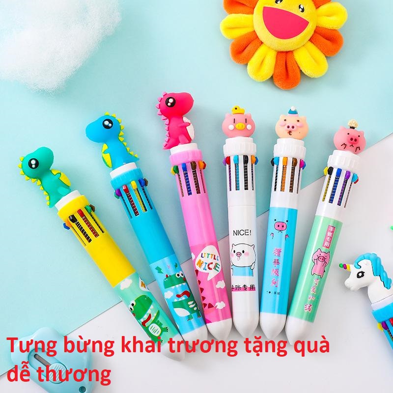 1 bút 10 màu mực phiên bản hoạt hình dễ thương