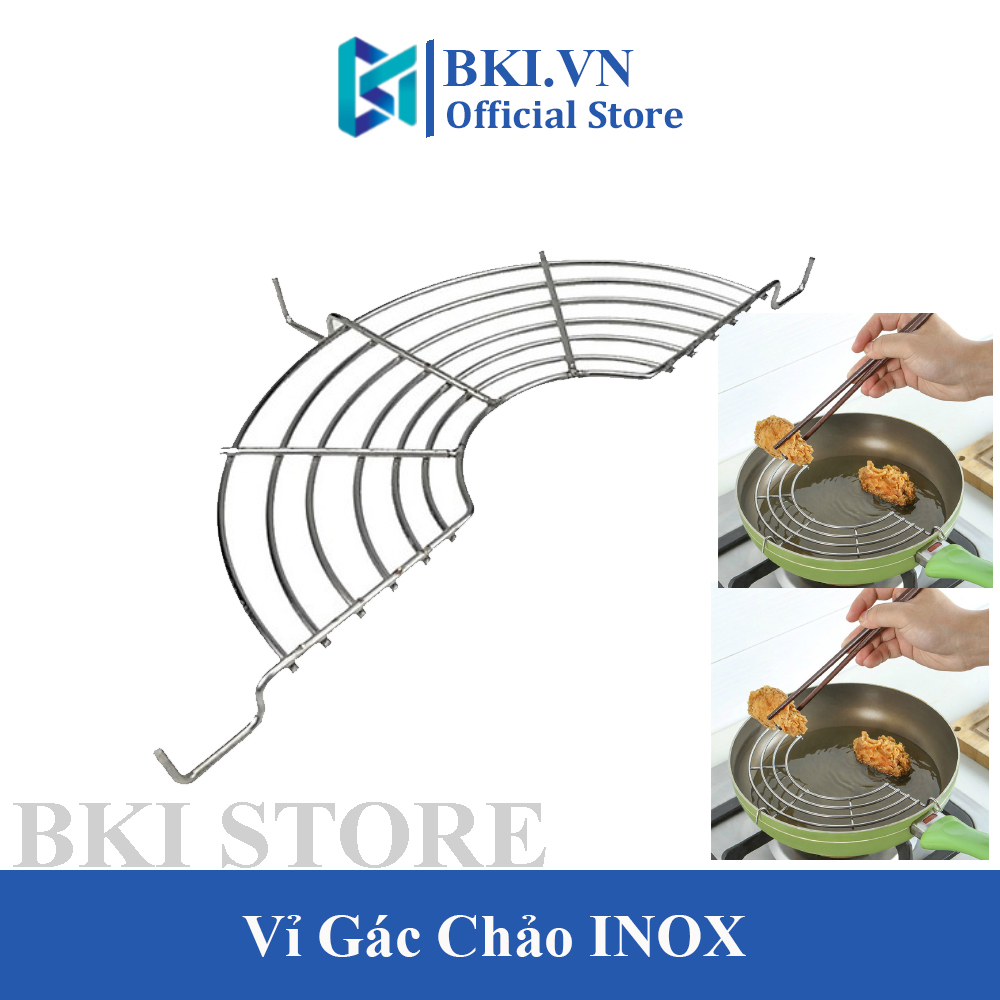 Vỉ Gác Chảo Để Đồ Ăn Ráo Dầu Mỡ Khi Chiên Rán Bằng Inox Cao Cấp Loại Dày Size 24 - 26Cm Tiện Lợi