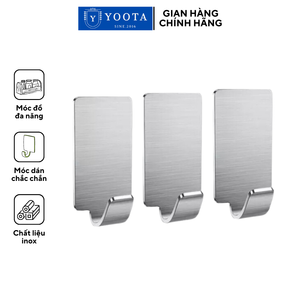 Móc Treo Inox  Dán Tường, Treo Quần Áo, Đồ Dùng Nhà Tắm, Phòng Bếp Tiện Lợi- Sử Dụng Keo 3M Không Cần Khoan, Chịu Lực 10Kg