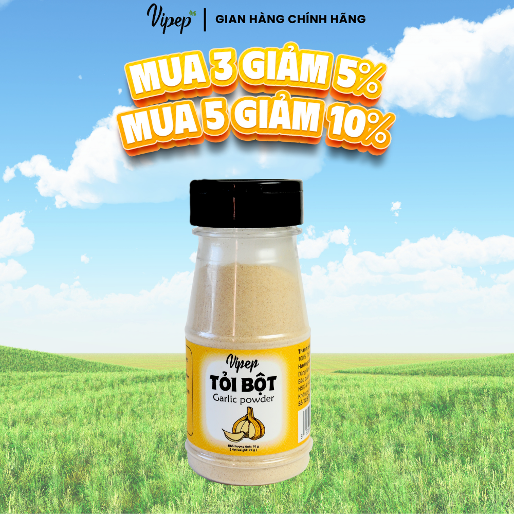 Tỏi bột tự nhiên vipep hũ nhựa 70g