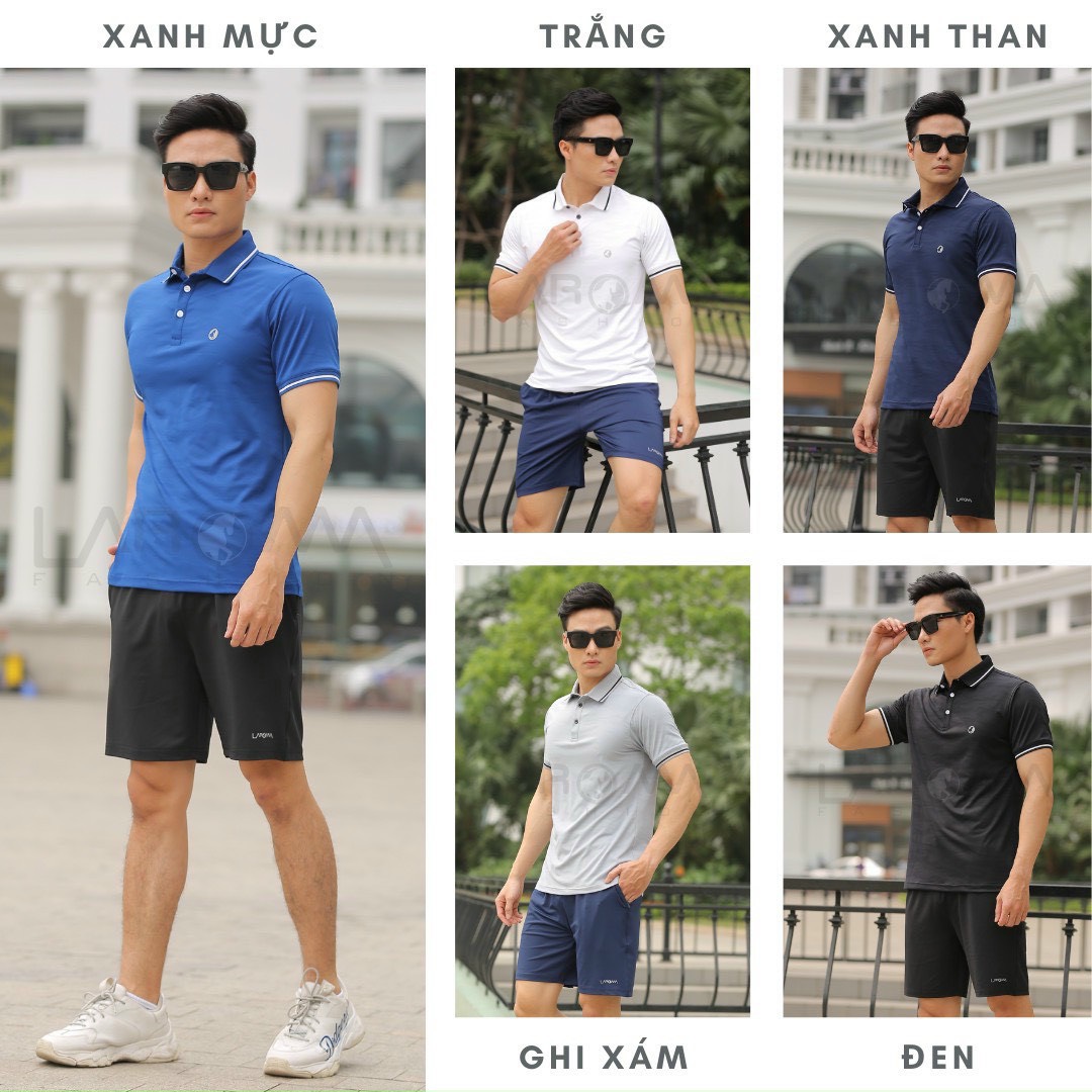 Bộ thể thao nam cổ trụ  Laroma Vải thoáng khí mát cơ thể, khử mùi hôi