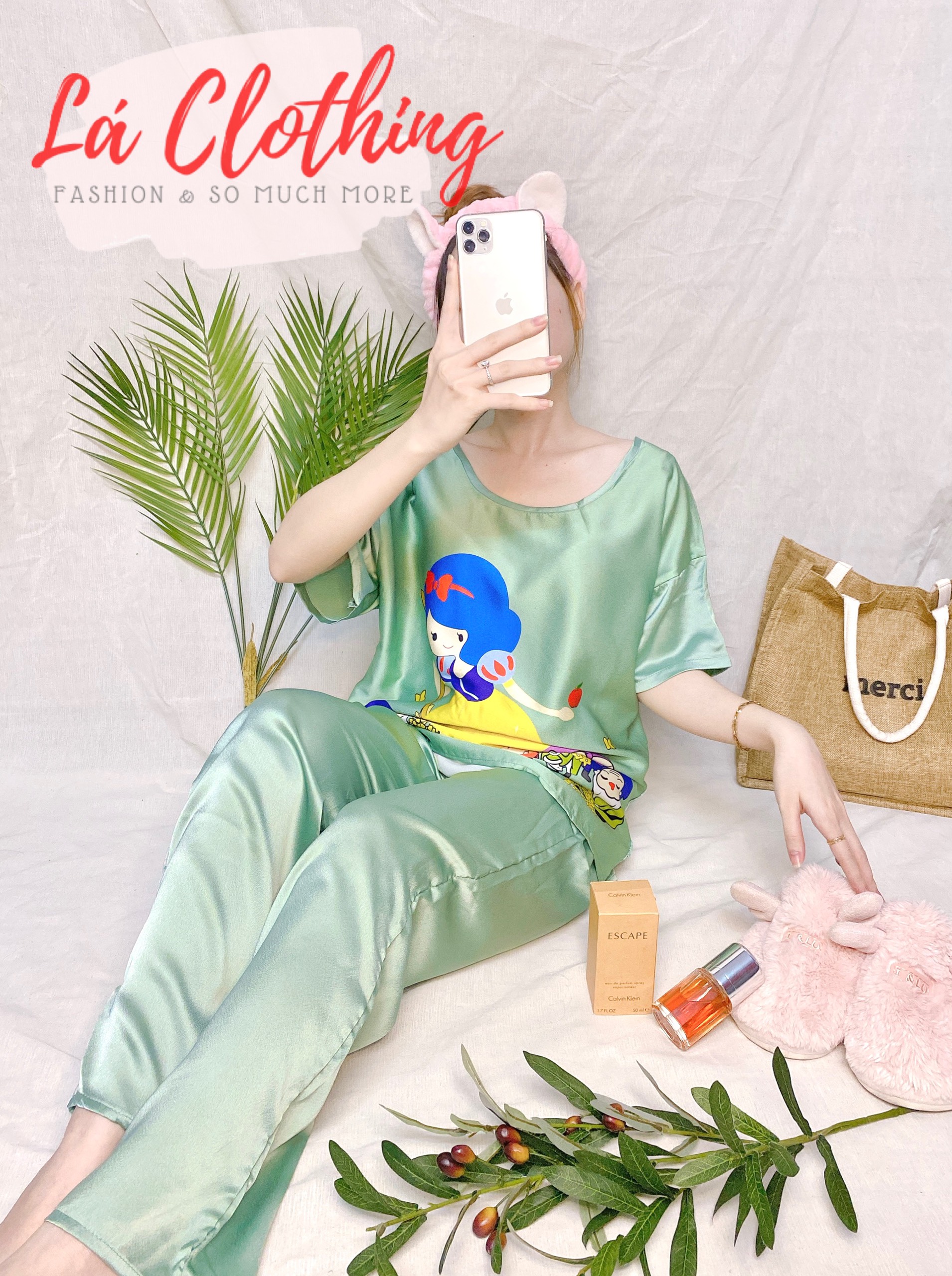 Đồ bộ lụa Latin siêu cute, đồ mặc nhà, đồ ngủ dễ thương quần dài, đồ lụa Latin siêu mát form rộng freesize dưới 60kg Lá Clothing