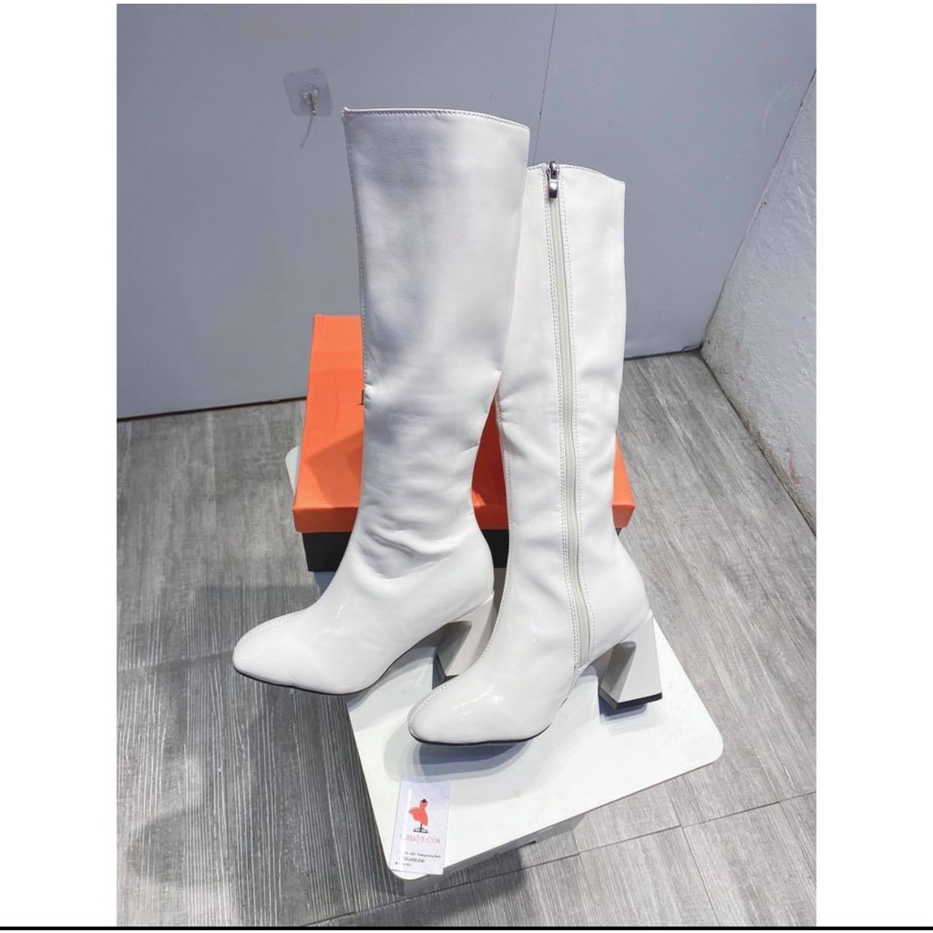 Bốt nữ boot đùi da bóng khóa ngang gót cao 7p cao cấp fullbox msxc60-1