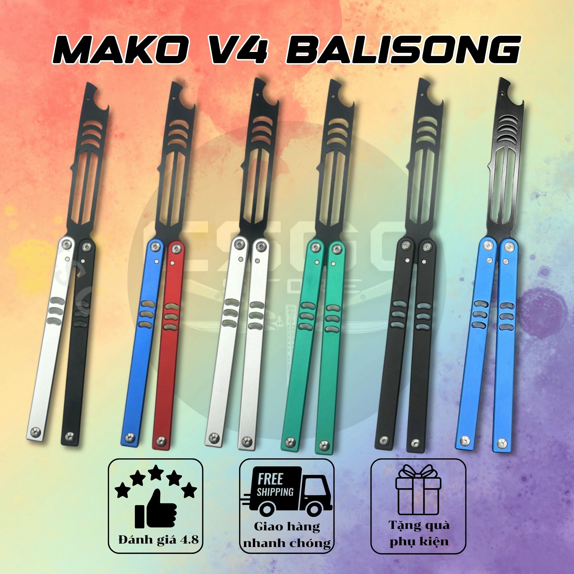 Mako V4 phiên bản Clone không phụ kiện tập balisong cán nhôm đúc tại Csgo Store