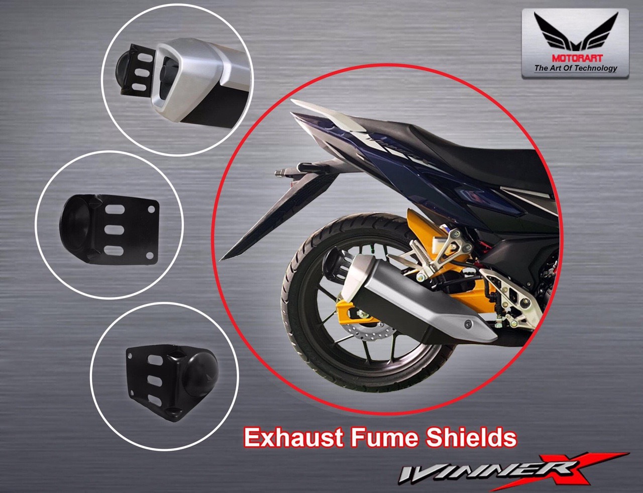 LẮP CHỤP PÔ WINNER X CHÍNH HÃNG MOTOR ART ( BẰNG THÉP)