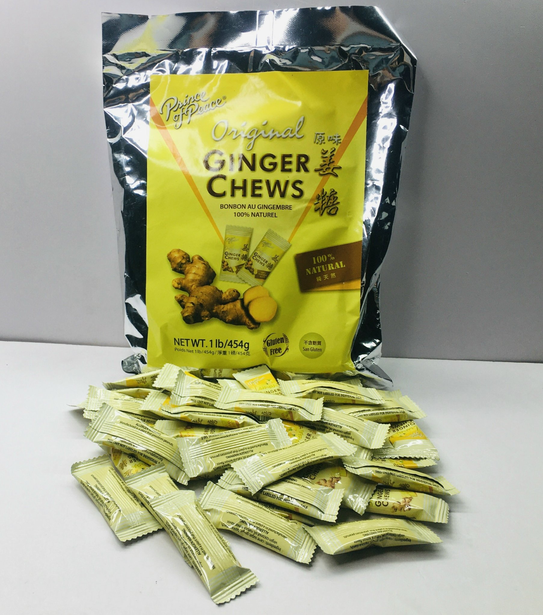 Kẹo gừng dẻo nguyên chất Original Ginger Chews lẻ 30 viên - Hàng Mỹ