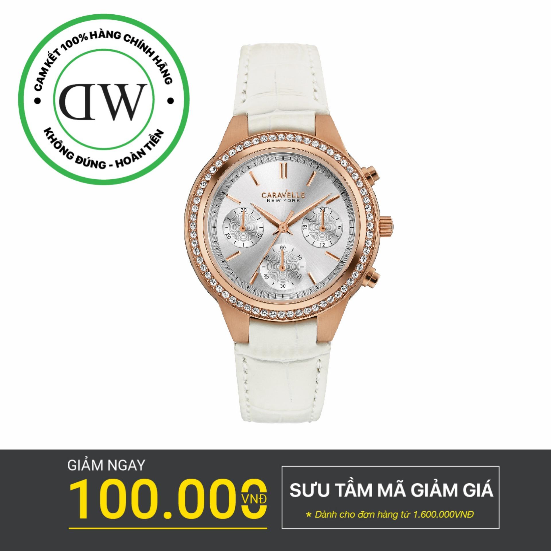 Đồng hồ nữ dây da caravelle 44l214 36mm - vàng hồng