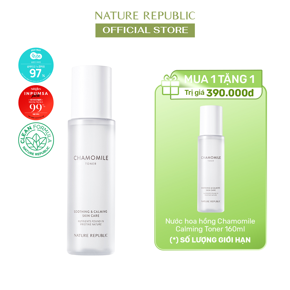MUA 1 TẶNG 1 Nature Republic Nước hoa hồng Chamomile Calming Toner 160ml