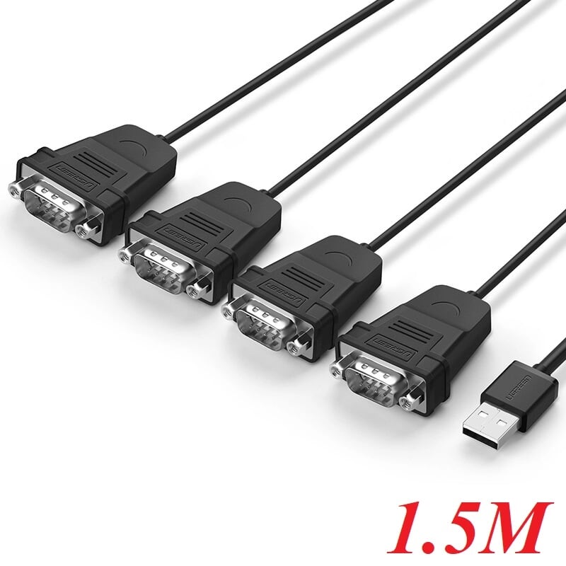 Ugreen 30770 1.5m màu đen cáp chuyển đổi usb 2.0 sang 4 đầu com cao cấp us229