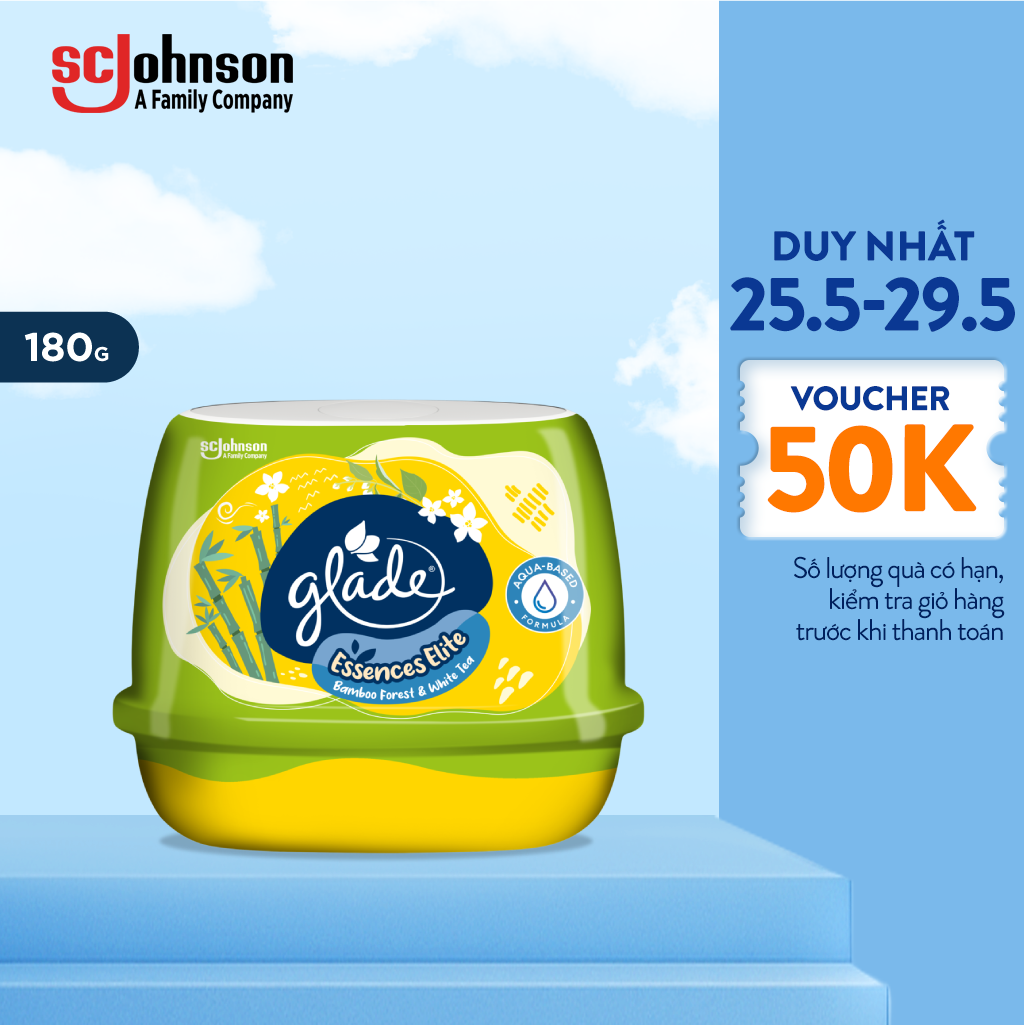 [GLADE MỚI] Glade Sáp Thơm Cao Cấp Hương Tre & Trà Trắng 180G | Công Thức Gốc Nước Cho Hương Thơm Kép SC Johnson