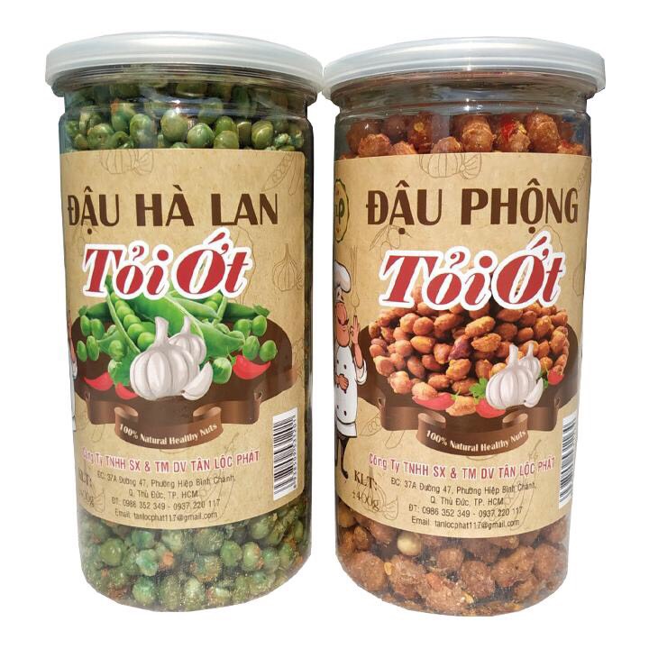 ĐẬU PHỘNG TỎI ỚT VÀ ĐẬU HÀ LAN TỎI ỚT - MỖI HŨ 500G