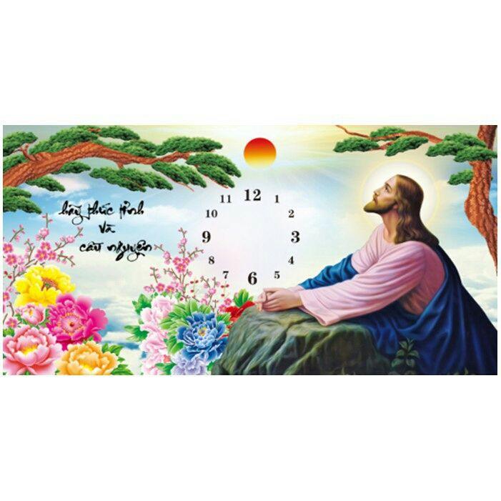 Tranh đính đá chúa cầu nguyện bên tảng đá (79×45cm)