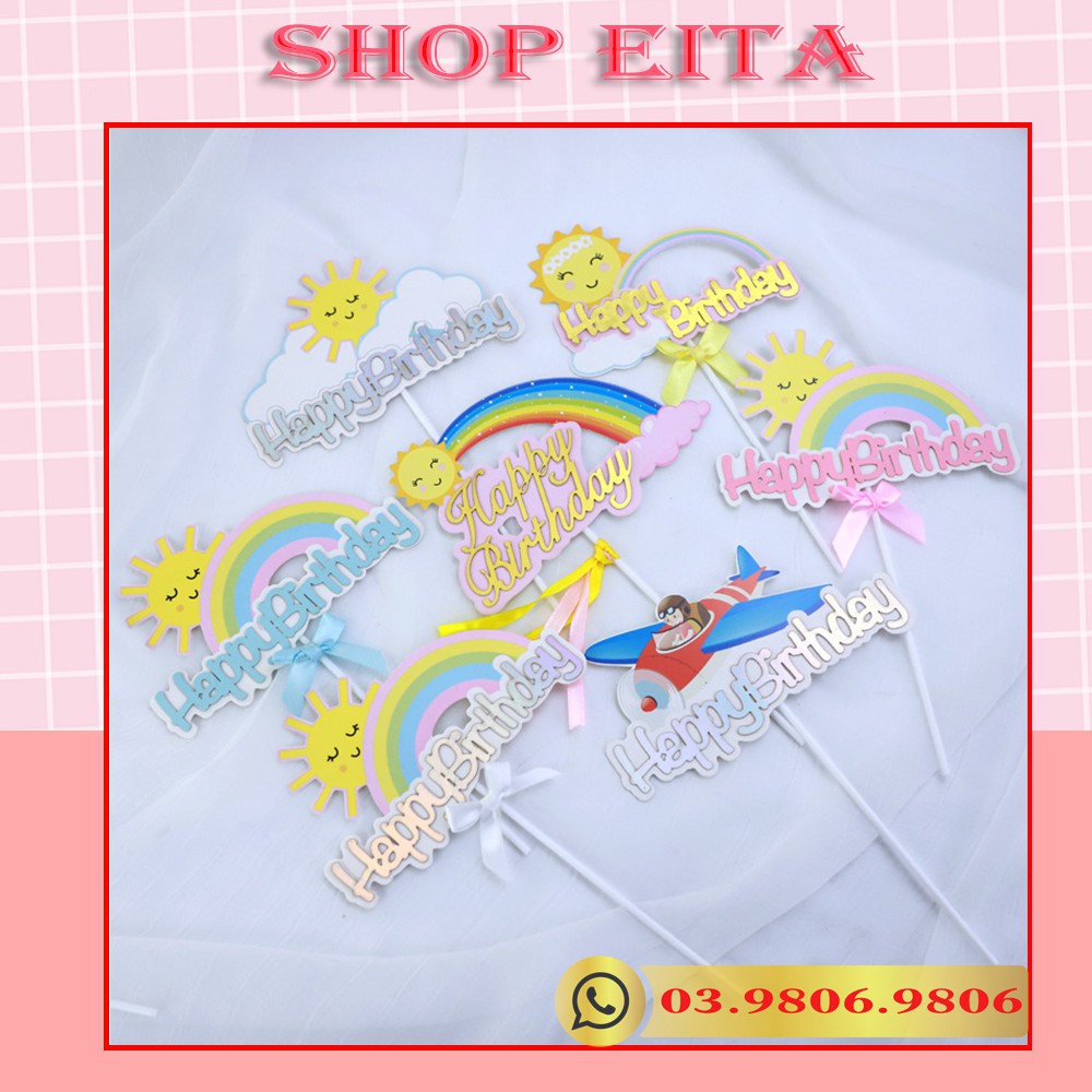 Set 8 Topper cắm phi công, mặt trời tí hon - kích thước lớn trang trí bánh kem, trang trí bánh sinh nhật