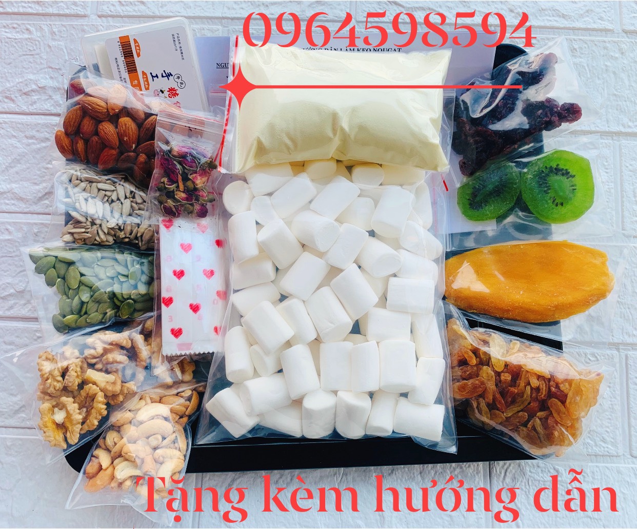 Combo nguyên liệu tự làm kẹo Nougat( kẹo Hạnh phúc)
