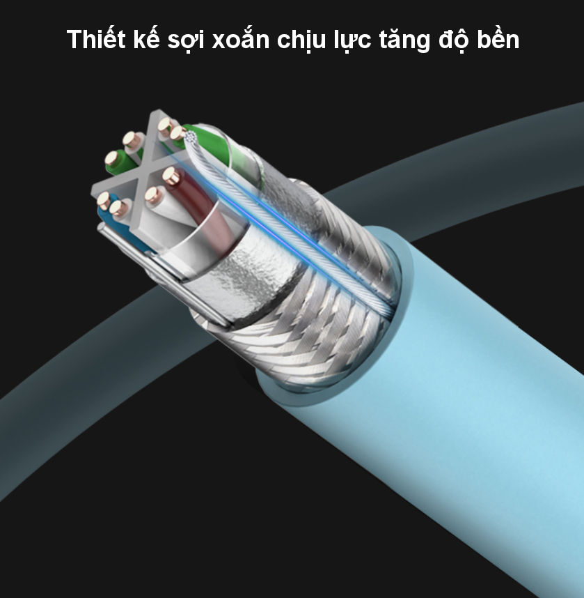 Cáp mạng S/FTP CAT6 cao cấp dài 305m màu xanh da trời UGREEN NW124 70317 Cáp mạng S/FTP CAT6 cao cấp dài 305m màu xanh da trời UGREEN NW124 70317