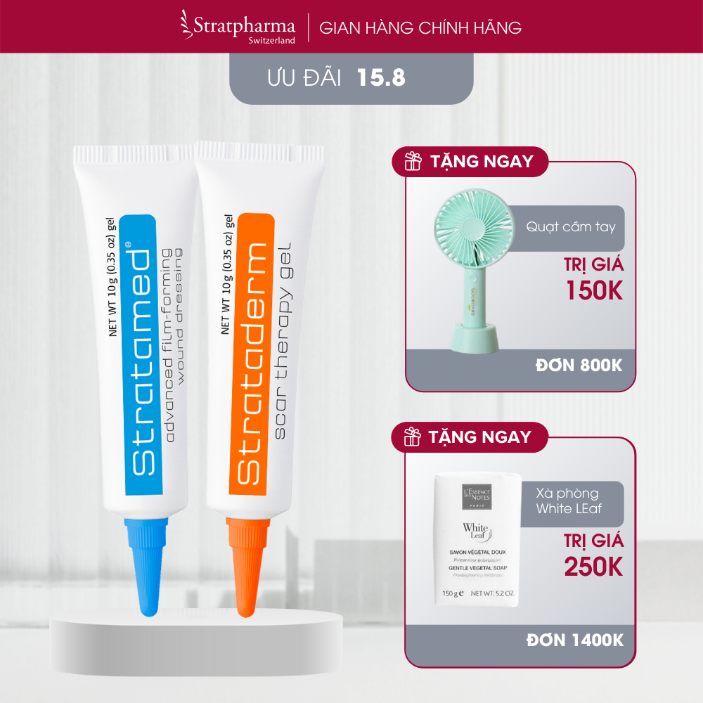 Bộ đôi ngăn ngừa và làm mờ sẹo xấu - Combo Strataderm & Stratamed