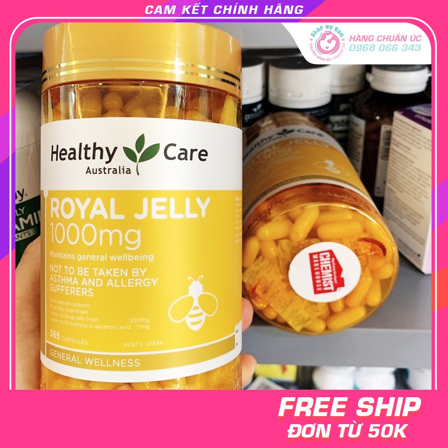 Sữa ong chúa healthy care royal jelly 1000mg 365 viên - xuất xứ úc