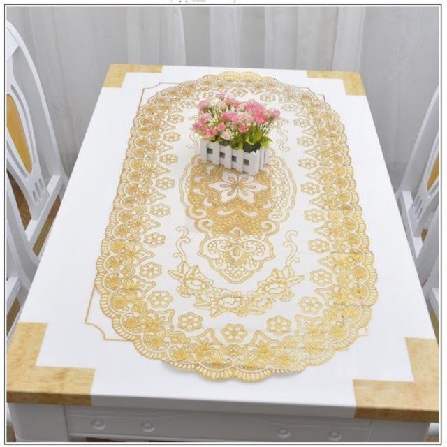 Khăn trải bàn hình ovan size lớn kích thước 60x120cm - Khăn trải bàn sang trọng lịch sự hàng cao cấp