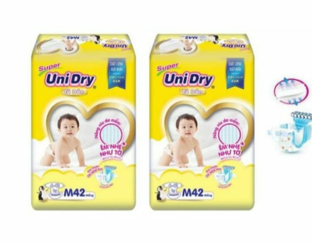 Combo 2 bịt Tã dán Unidry SIZE  M42 miếng dùng cho trẻ từ 6 đến 11kg