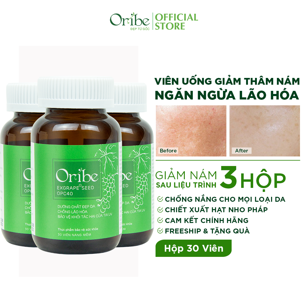 Combo 3 Viên Uống Đẹp Da Oribe Hỗ Trợ Sáng Da Mờ Thâm Nám Hộp 30 Viên