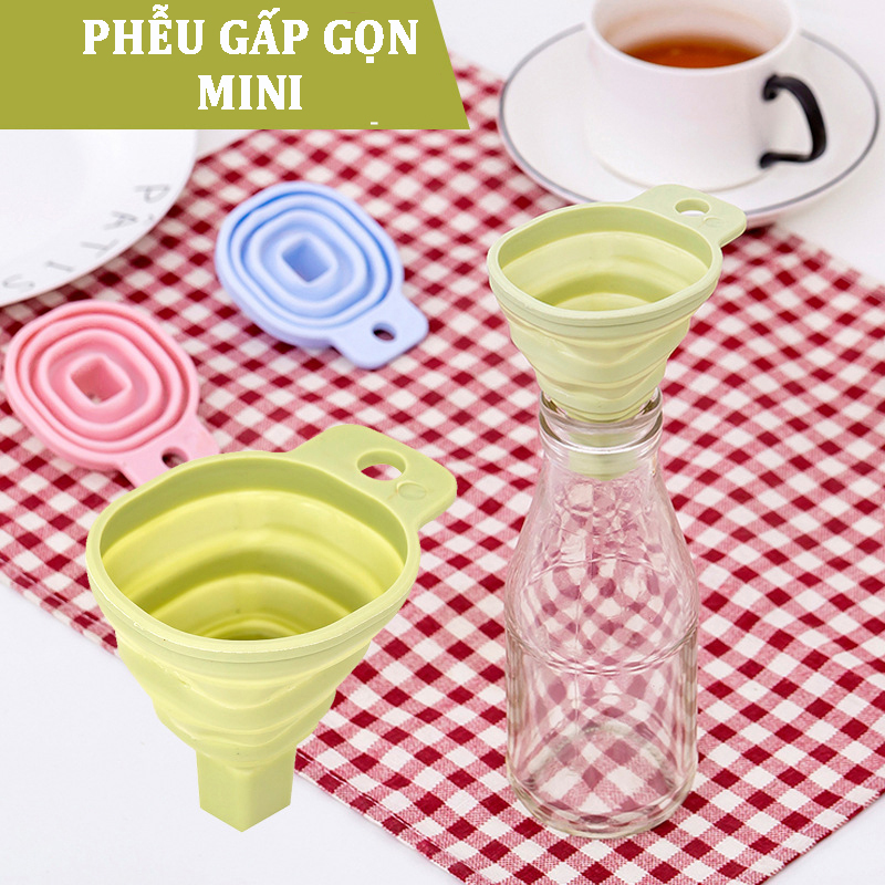Phễu đong phễu chiết dung dịch silicone mini gấp gọn tiên lợi giao màu ngẫu nhiên