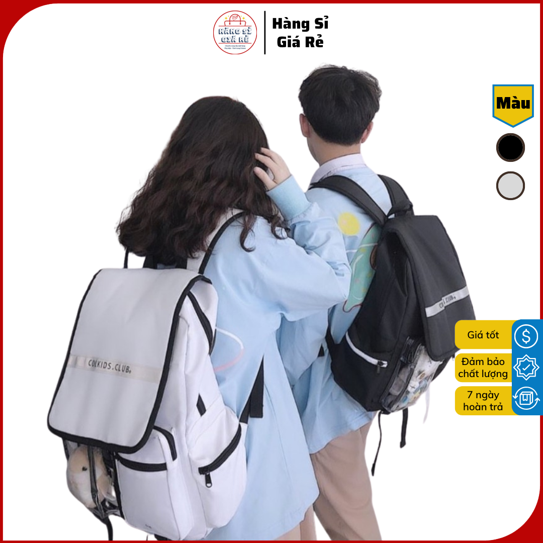[LOẠI LỚN KÈM VIDEO ẢNH THẬT] Balo phản quang Colkids Club Unisex( TÚI ĐEO CHÉO PHỐI NHỰA TRONG Colkids Club) [ sêu hót ] XÁM và Đen (MUA 2 CÓ QUÀ TẶNG) 01