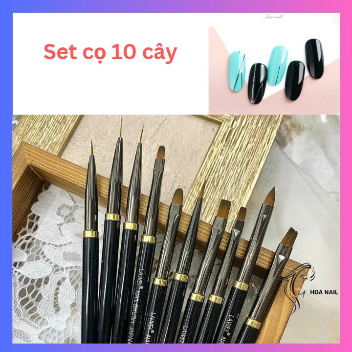 Bộ 10 cây cọ vẽ móng lawei nail brush japan chuyên dụng