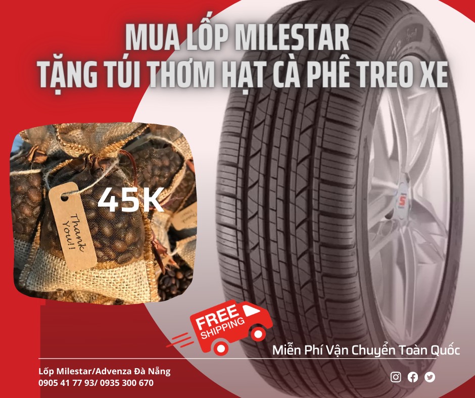 Lốp xe ô tô Milestar 235/60R18 + TẶNG KÈM TÚI LỌC CÀ PHÊ KHỬ MÙI Ô TÔ