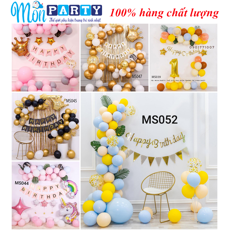 Bóng bay sinh nhật giá rẻ, set bóng sinh nhật đầy đủ phụ kiện, trang trí sinh nhật đẹp