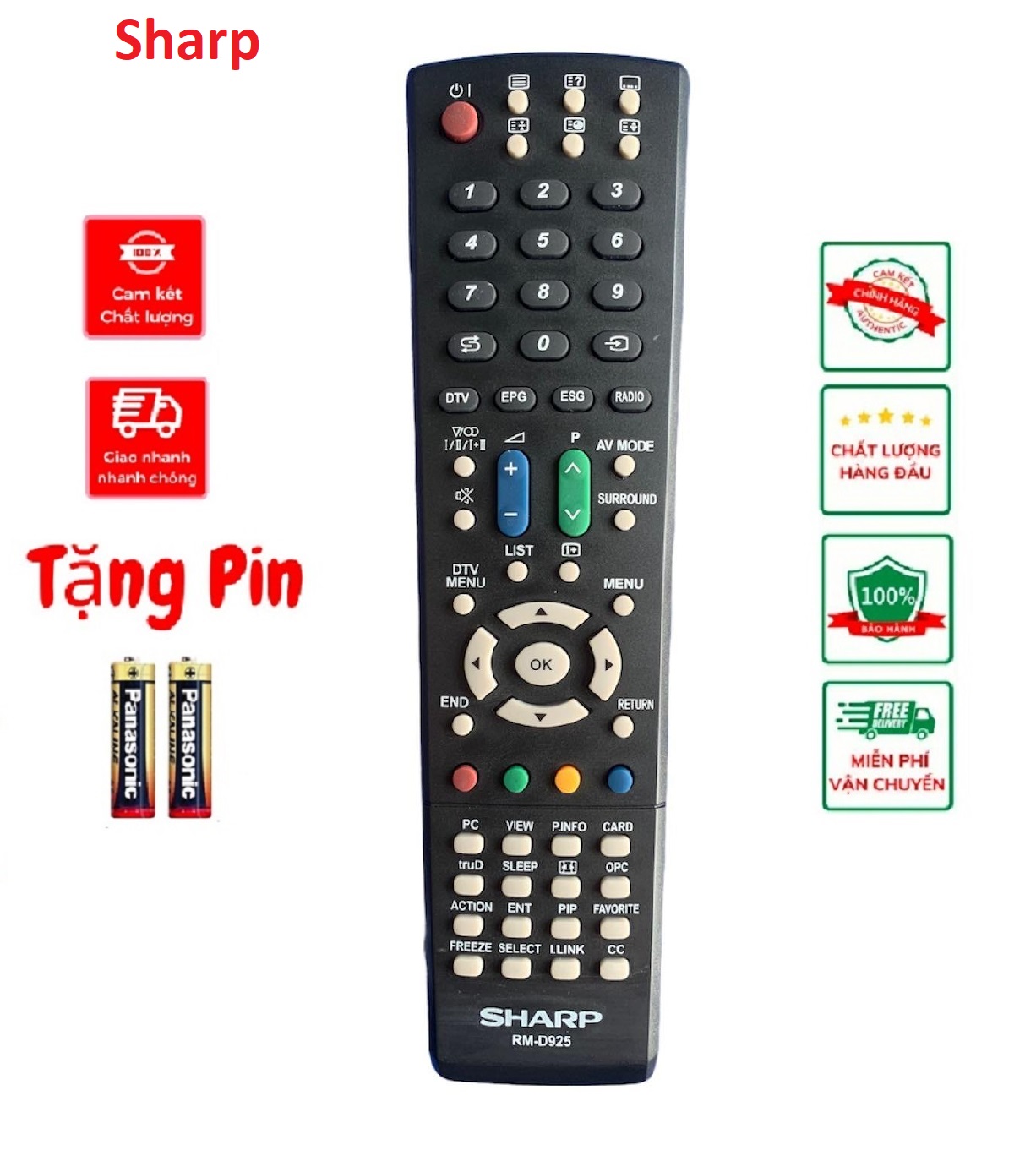 Điều khiển Tivi Sharp đa năng cho các dòng tivi Sharp LCD/LED/Smart, Hàng tốt