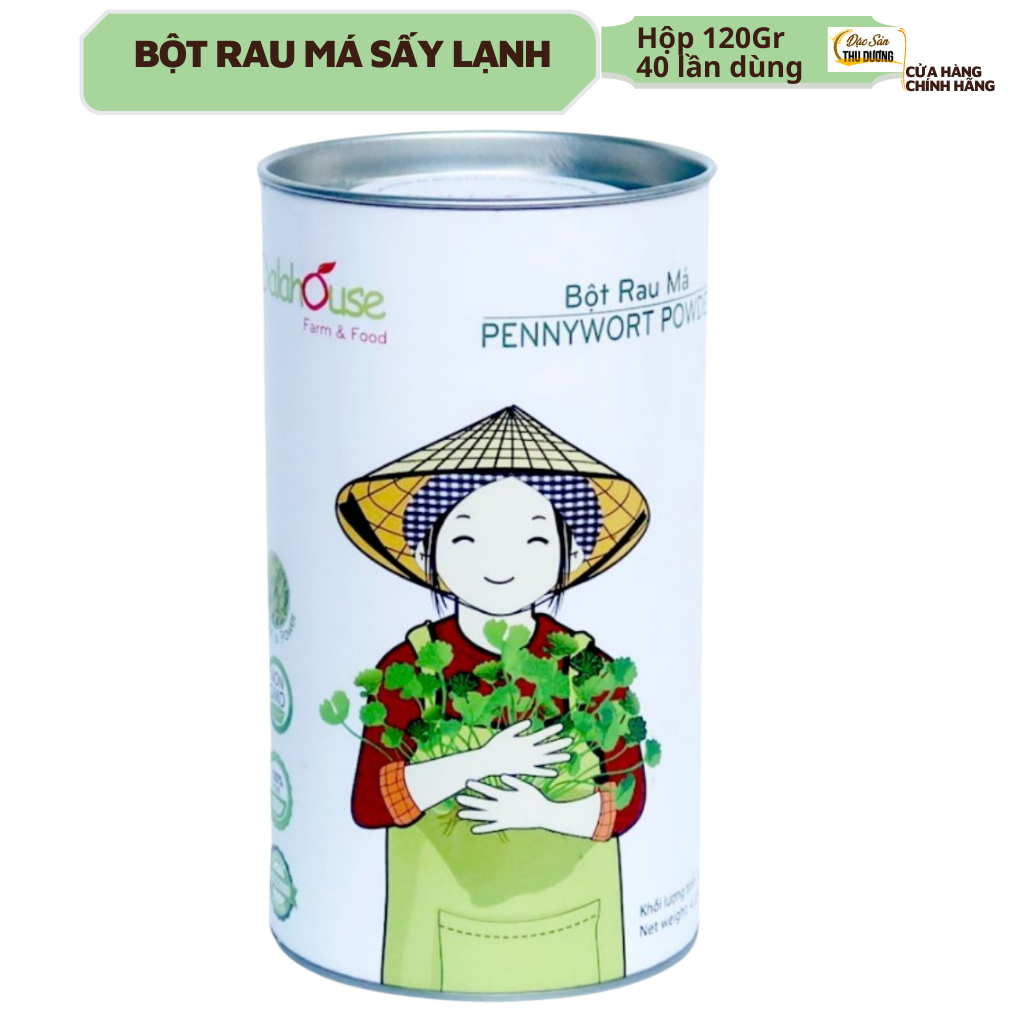 Bột rau má hữu cơ sấy lạnh uống liền Dalahouse Hộp 120gr tương đương 40 lần sử dụng - Mát gan, thanh nhiệt, thải độc, giảm mụn