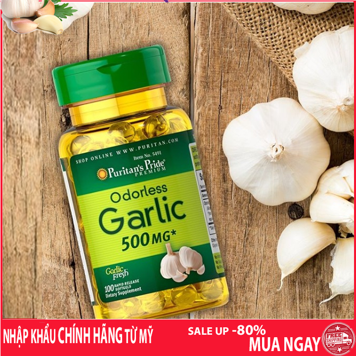 Viên uống tinh dầu tỏi không mùi của mỹ giúp tăng cường sức đề kháng, nâng cao hệ miễn dịch  odorless garlic oil Puritan's Pride