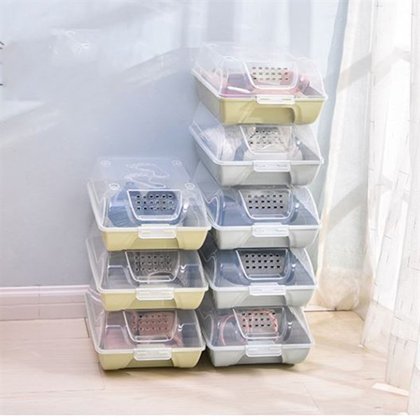 HỘP ĐỰNG GIÀY DÉP LÀM BẰNG CHẤT LIỆU MICA SIÊU BỀN, SẮP XẾP KHÔNG GIAN GỌN GANG - HỘP ĐỰNG GIÀY DÉP CÓ LỖ THOÁNG KHÍ