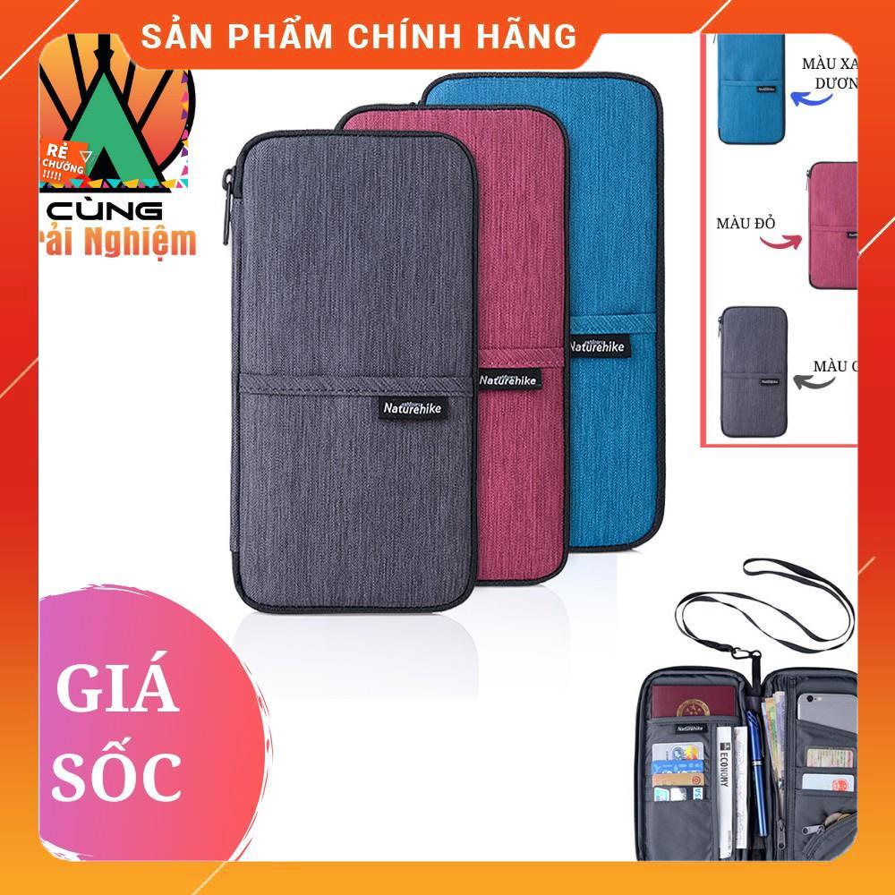 Ví du lịch đựng hộ chiếu thẻ tiền mặt nhỏ gọn siêu nhẹ chống trộm đeo cổ dành cho nam nữ naturehike nh17c001-b