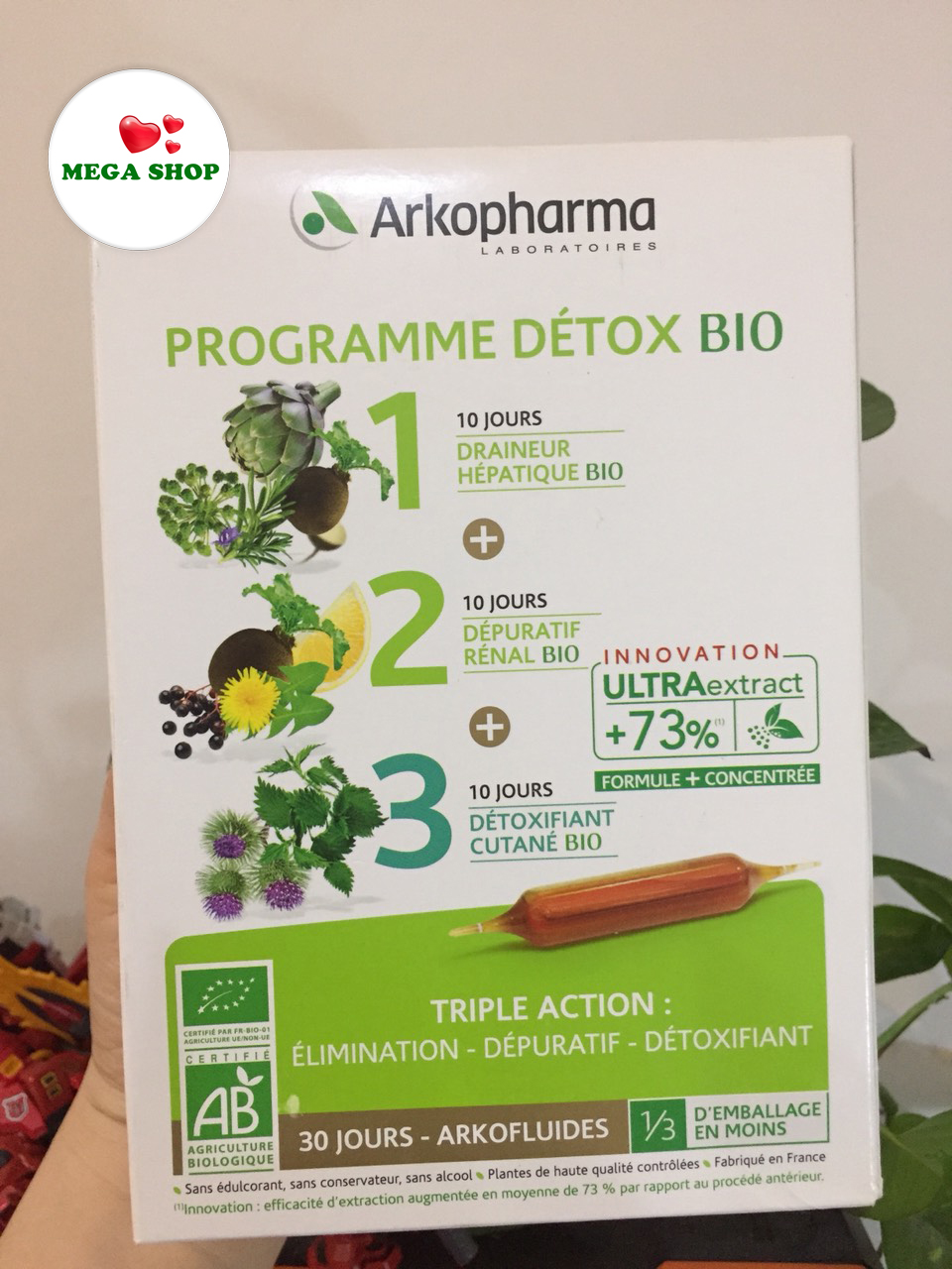 Detox thải độc gan - thận - da arkopharma programme detox bio 30 ngày - hàng pháp