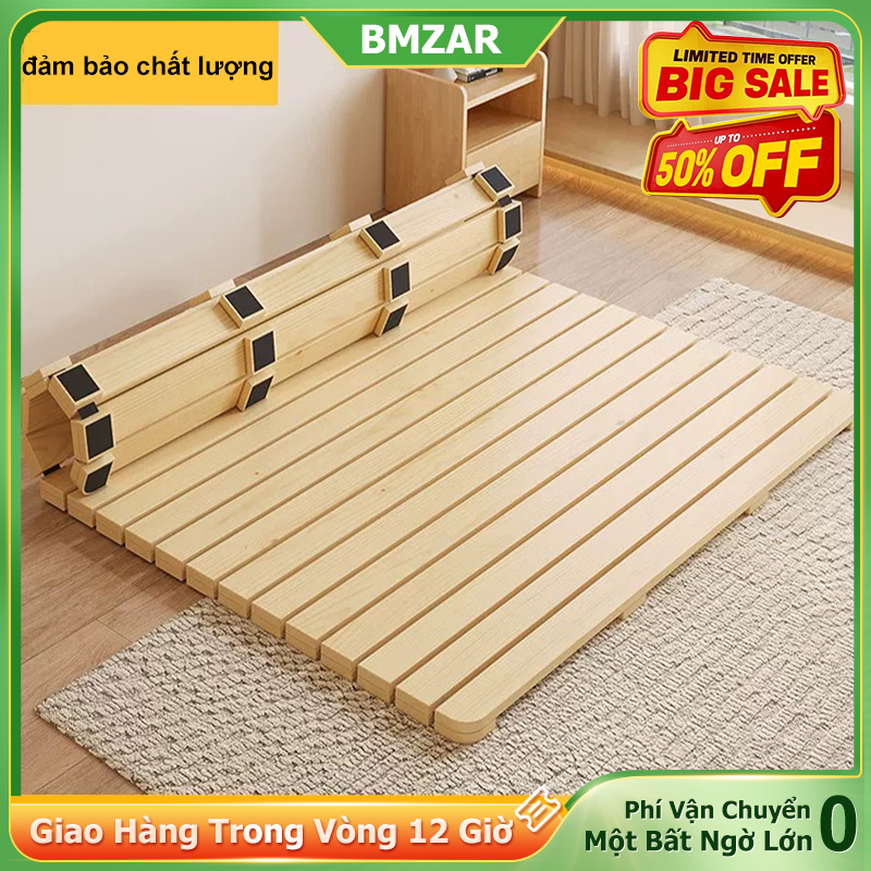 BMZAR pallet gỗ giường 1,8m giường cuộn gỗ nguyên khối chất lượng cao thoáng khí chống ẩm cho căn hộ nhỏ