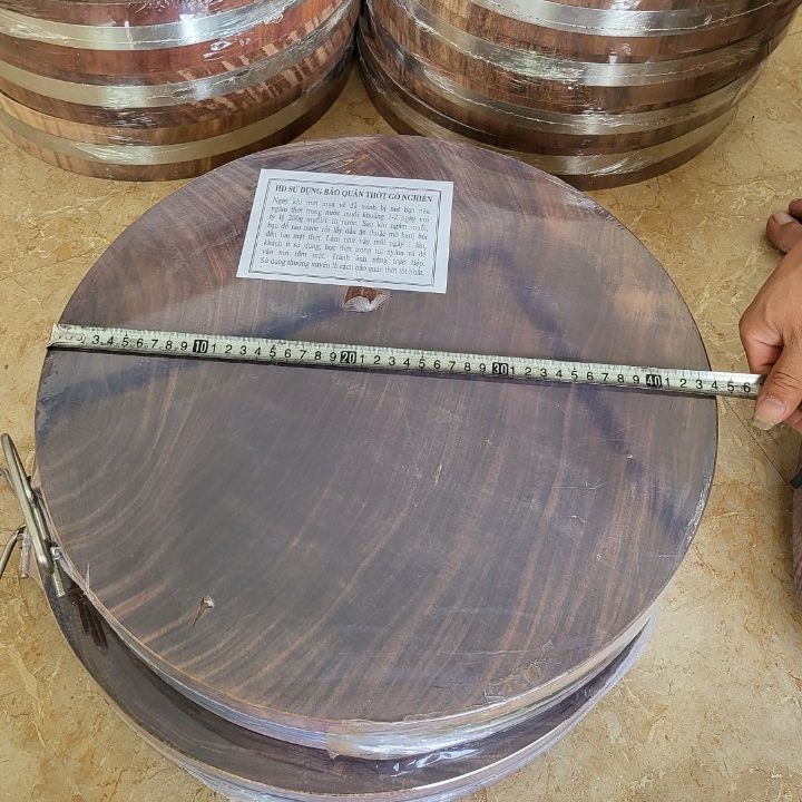 ĐK 44cm quai xách, Thớt gỗ nghiến Tây Bắc, Thớt gỗ không tâm nguyên khối độ bền cao