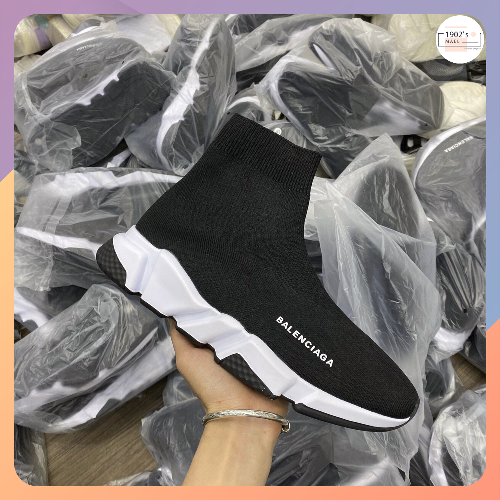 Giày thể thao, giày sneaker balenciaga speed trainer nam nữ đen đế trắng bản chuẫn đẹp hot 2022