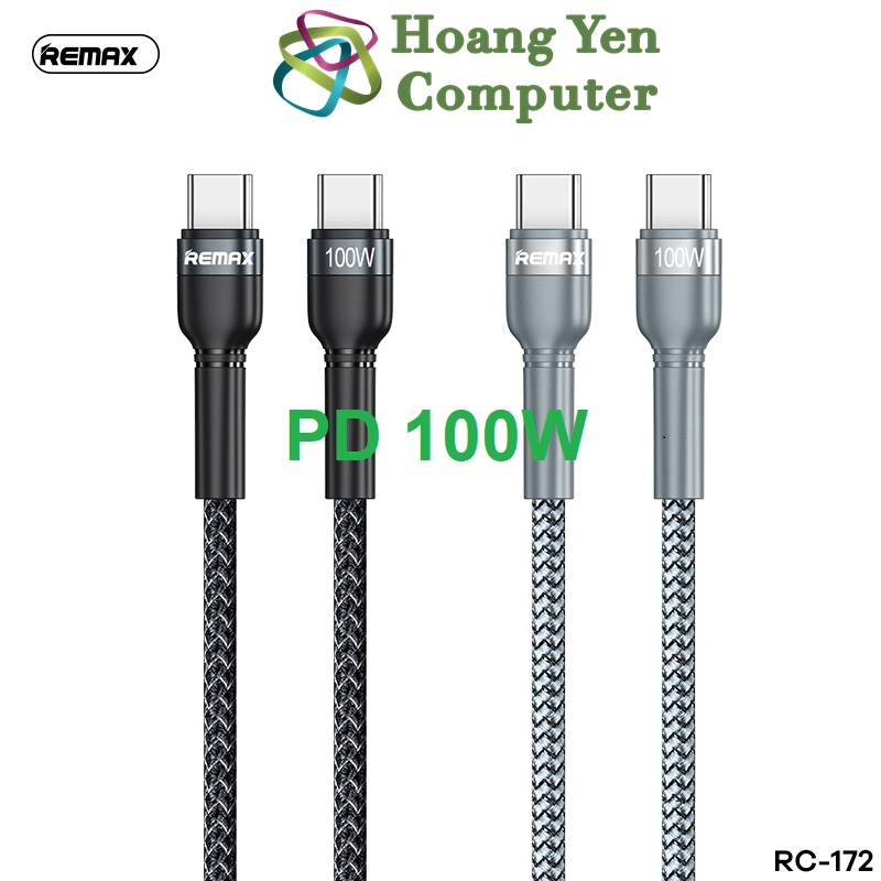 Cáp sạc nhanh type c to type c remax rc-172 dây dù 1m - bh 6 tháng - hoàng yến computer