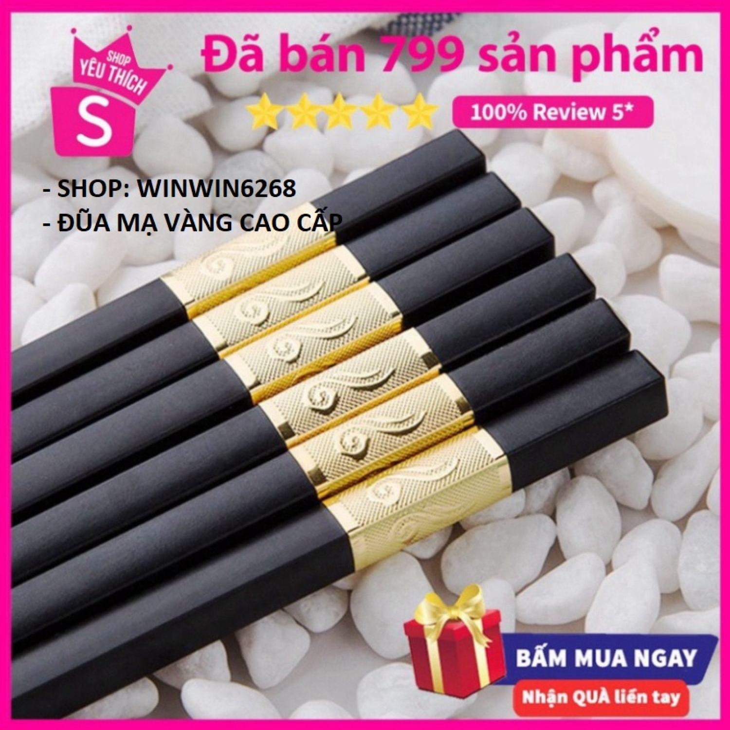 Đũa mạ vàng bộ 10 đôi đũa mạ vàng xuất nhật cao cấp, bền đẹp, sang trọng