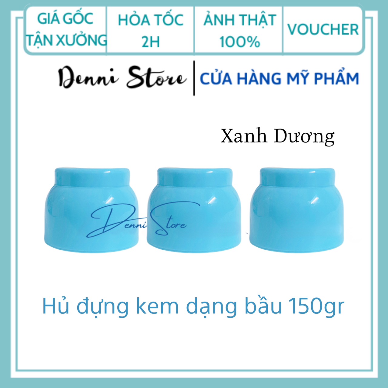 Hủ bầu đựng kem 150g màu xanh dương