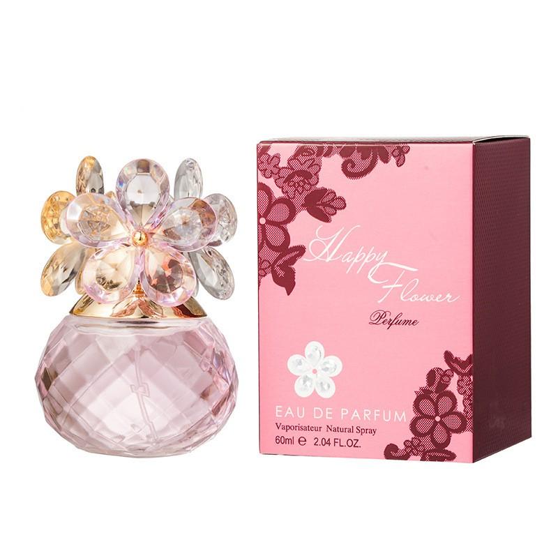 Tinh dầu nước hoa nữ Happy Flower ngọt ngào quyến rũ chai 60ml màu hồng